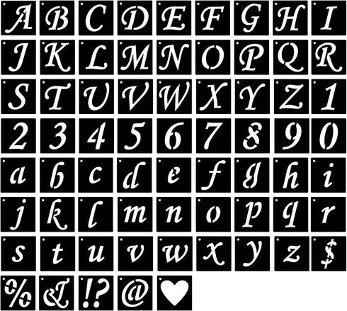 Alphabet Letter Stencils 5 inch, 68 Pcs Reusable Plastic Letter Number Symbol Stencil Kit for Painting on Wood, Wall, Fabric, Rock, Chalkboard, Si...