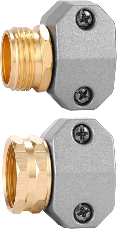 Zinc and Aluminum Male and Female Coupling, Fits All 5/8-Inch and 3/4-Inch Garden Hose Repair Fitting, 2 Pack(Female & Male)...
