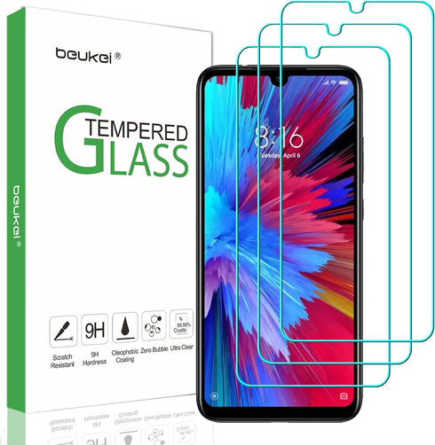 (3 Pack) Compatible for Xiaomi Redmi Note 8 Pro Tempered Glass Screen Protector (6.53 inches), Glass with 9H Hardness, with Lifetime Replacement W...