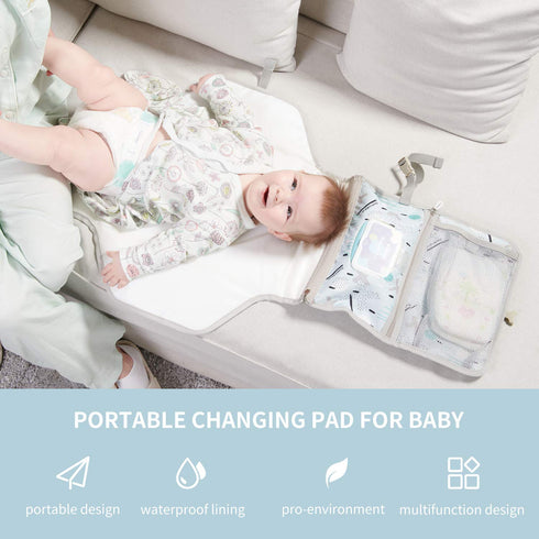 SUNVENO Baby Portable Changing Pad Waterproof Travel Changing Station Perfect for Baby Shower Gifts, Pink (Blue)...