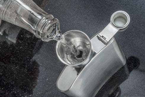 SE Stainless Steel Funnel for Flasks, Small Metal Funnel for Filling Drinking Liquor Flask, Transferring Oil, Juice, Milk, Attached Screw-On Cap...