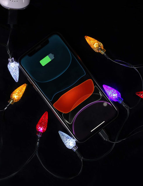 LED Christmas Light Phone Charger Cord USB Charging Cable Gift for Phone 14/13/12/11 Pro/XS/XS Max/XR/X/8 Plus/ 8/7 Plus/7s Plus/6s/6/5s/5c/5Pad w...