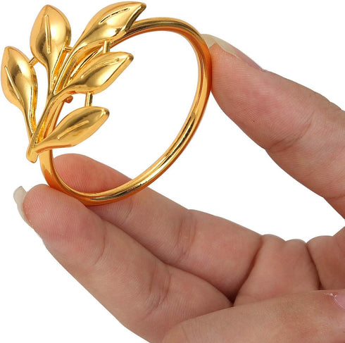 KPOSIYA Set of 20 Leaf Napkin Rings Metal Gold Napkin Holder Table Napkin Rings for Dinning Table Parties Everyday (Ye Zi-Gold 20)...