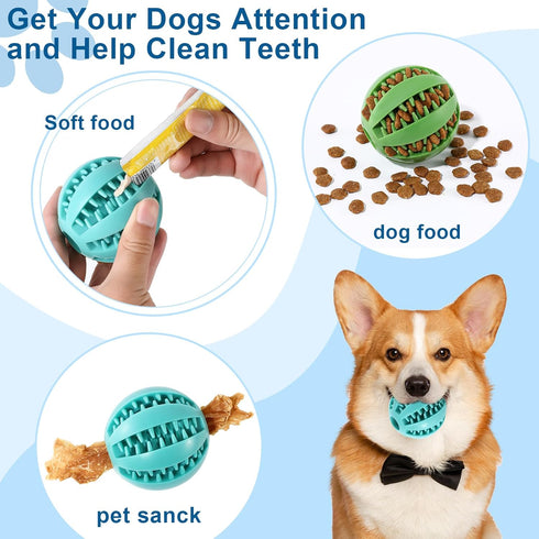 Chew Toy Balls 2pack Interactive Dog Treat Dispensing Ball Rubber Dog Puzzle Toy Chewing Toys for Boredom and Brain Stimulating Game Puppy Teethin...