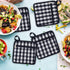 NEOVIVA Quilted Kitchen Pot Holder Set of 2 with Loop, 8”x8” Hot Pot Holders Heat Resistant with Pocket for Easy Grip, Checked Navy Blue...