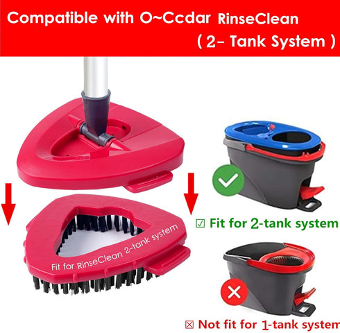 Spin Mop Brush Scrub Compatible with O Cedar Rinseclean 2 Tank System, 2Pcs Spin Right Triangle Scrubber Brush Spin Mop Replacement Scrub Brush He...