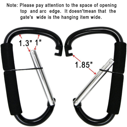 Stroller Hooks by Baby,2 pcs Carabiner Stroller Hook Organizer for Hanging Purses, Diaper Bag, Shopping Bags. Clip Fits Single/Twin Travel Systems...