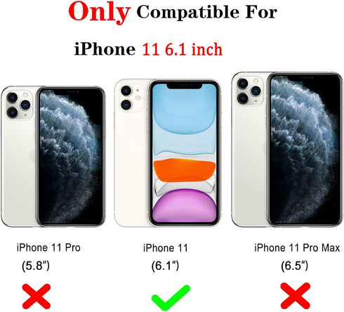 RANYOK Wallet Case Compatible with iPhone 11 (6.1 inch), Premium PU Leather Zipper Flip Folio Wallet RFID Blocking with Wrist Strap Magnetic Closu...