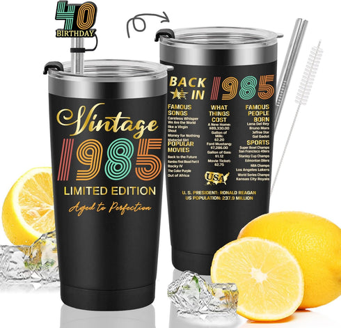 1985 40th Birthday Gift for Women and Men - 40th Gifts for Parents - 40th Class Reunion - Mom Dad Wife Husband Grandpa Grandma Present - 20oz Tumb...