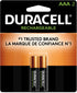 Duracell Rechargeable AAA Batteries, 2 Count Pack, Triple A Battery for Long-lasting Power, All-Purpose Pre-Charged Battery for Household and Busi...