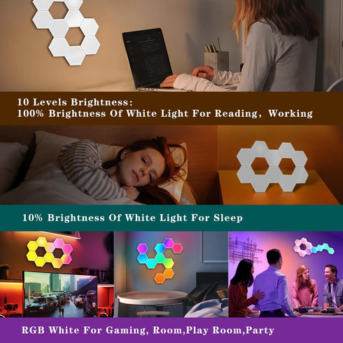 RGBW Lights, Gaming Lights, Party Lights with APP, Remote Control, Time LED Wall Lights with Music Sync, Dimmable Brightness Night Light, DIY Desk...