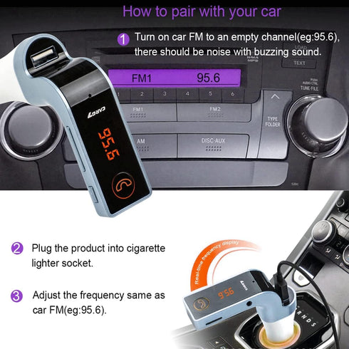 Bluetooth FM Transmitter for car, TIANSHILI Handsfree Bluetooth Receiver Car Kit with Mic/TF Card/USB Drive/AUX Play for iPhone,iPad and Other And...
