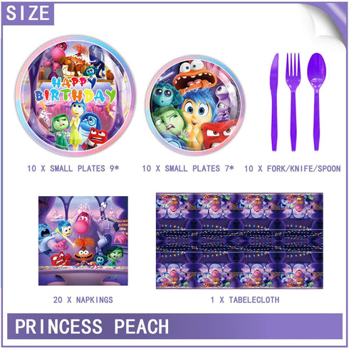 Inside Out Birthday Party Supplies,Inside Out Party Tableware Decoration.Inside Out Plates Napkins Tablecloth Knife, Fork and Spoon Kit...