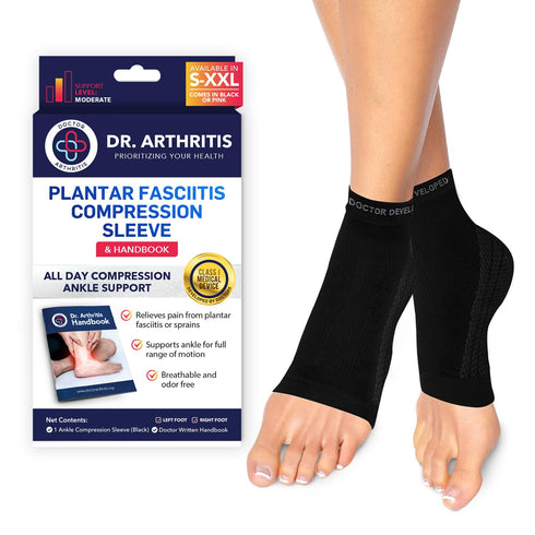 Doctor Developed Plantar Fasciitis Socks/Compression Foot Sleeves, Copper Ankle Brace for Heel Support & Doctor Written Handbook (Black, XL)...