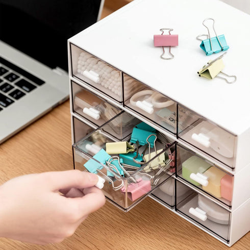Desk Organizer-Stackable Storage Drawers, Plastic Stackable Drawers Perfect for Collection Small Item/Cosmetic Office Organizer - 3 drawers (White...