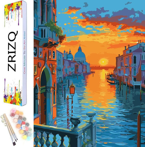 ZRIZQ Paint by Number for Adults Beginners,City Landscape Paint by Numbers Kits on Canvas,DIY Paint by Numbers for Home Wall Art Decor(12x16Inch)...