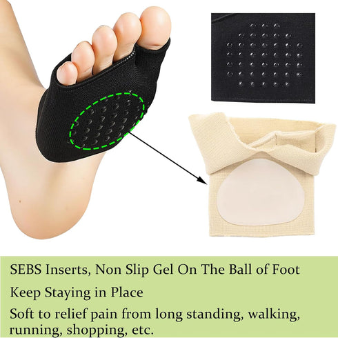 SPORCLO Metatarsal Pads Women Men with Anti-Slip Gel Pads, Foot Pads for Balls of Feet Pain Relief, Ball of Foot Cushion 2 Pairs...
