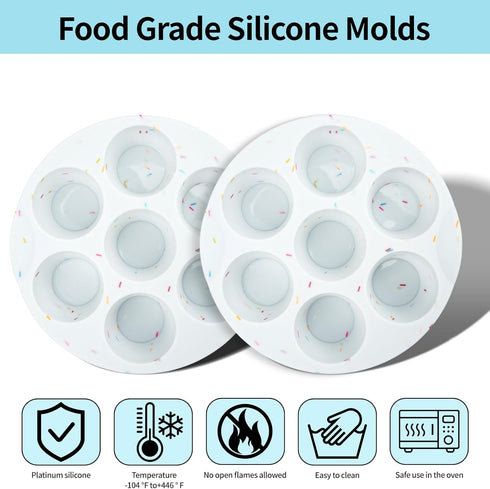 2 Pack Silicone Muffin Pan for Baking, Regular Cupcake Mold for Air Fryer, 7 Cups Round Muffing Molds, Non-Stick Bakeware Durable Baking Molds...