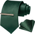 RBOCOTT Solid Color Tie and Pocket Square with Tie Clip Sets...