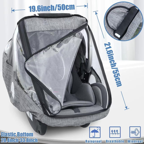 Car Seat Rain Cover,Infant Car Seat Weather Shield,Waterproof,Windproof Protection,Protect from Dust Snow,Rain Cover Features Quick-Access Zipper ...