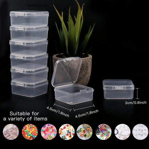 Rocutus 24 Pack Small Clear Plastic Storage Containers with Lids,Beads Storage Box with Hinged Lid for Beads,Earplugs,Pins, Small Items, Crafts, J...