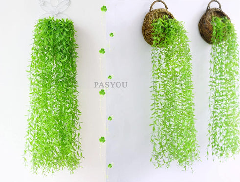 PASYOU Artificial Hanging Vines, Fake Simulation Weeping Willow Plants Decor Greenery Leaves Ivy for Wedding Indoor Outdoor Home Garden Balcony Pa...