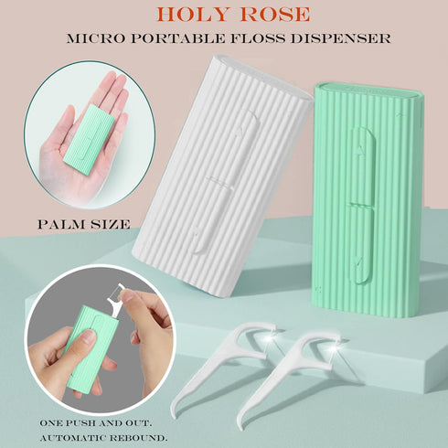 Holy Rose Portable Dental Floss Picks Dispenser 2Box,Travel Floss Storage Case with Adult Toothpicks Flosser Sticks 80 Count,Portable Floss Case f...