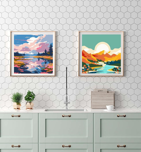 4 Pack Paint by Numbers for Adults, Landscape DIY Acrylic Painting Paint by Numbers Kits on Canvas for Kids Ages 4-8-12 Perfect for Gift Home Wall...