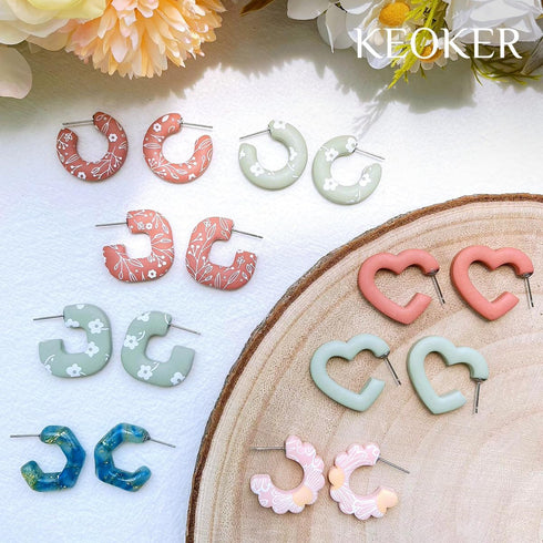 Keoker Clay Cutters for Polymer Clay Jewelry, hoop Polymer Clay Cutters for Earrings jewelry Making, 5 Shapes Potted Plant Clay Earrings Cutters, ...