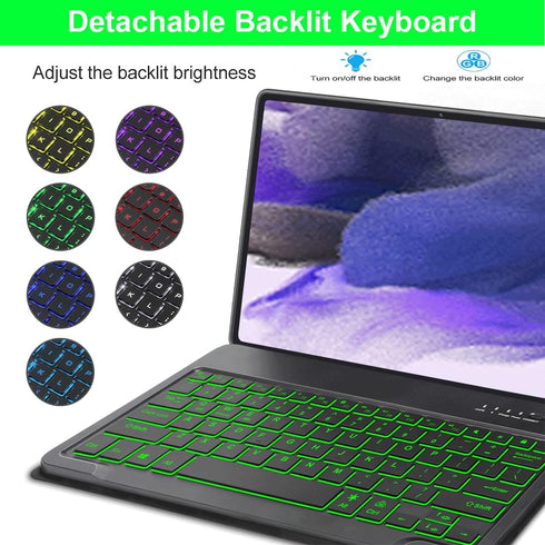 Samsung Galaxy Keyboard Case for Tab S9 Plus/S9 FE+/ S9+/ S8+ Plus/S7+ Plus/S7 FE 12.4 Inch with S Pen Holder, Bluetooth Keyboard case Detachable ...