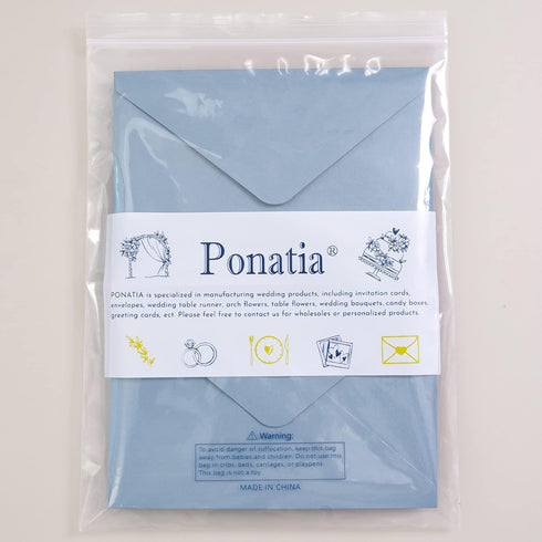 PONATIA 50PCS/Pack A4 Envelopes 4x6 Envelopes for Weddings Invitations, Birthday Party Cards, Gift cards Envelopesngs Invitation Cards, (Dusty Blu...