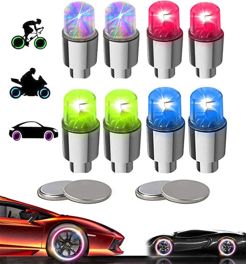 LED Tire Lights for Car 8 Pack Trucks Valve Stem Caps Bike Golf Cart Firefly Wheel Lights Bicycle Motorcycle Tyre Spoke Lights Waterproof for Kids...