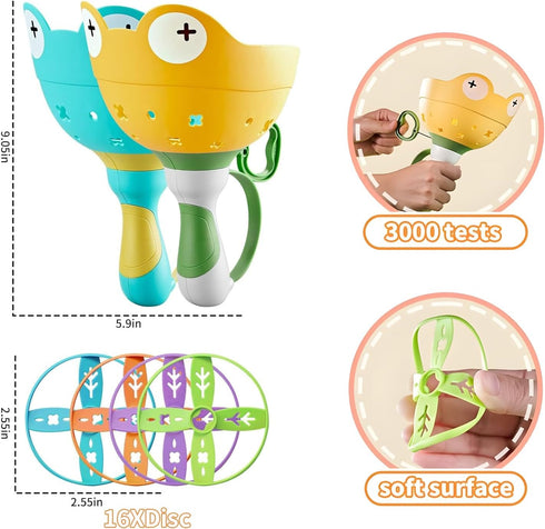 Toys for ages 5-7,Outdoor Toys for Kids ages 4-8,2 Disc Launchers,16 Disc,Fun Family Outdoor Game,Summer gifts for Age 3 4 5 6 7 8 Year Old Boys G...