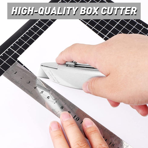 2 Pack Box Cutter Practical Utility Knife Retractable, Ergonomic Razor Knife, Box Cutters for Warehouse, Office, Exacto Knife Box Opener for Packa...
