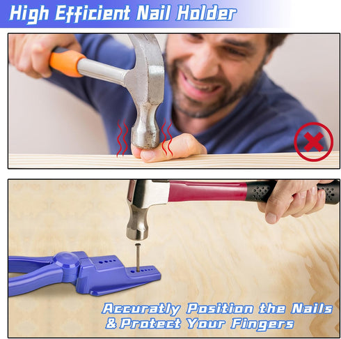 Nail Holder for Hammering - Protect Hand Tools Carpenter Tools Nail Setter Plastic Pliers Holder Nail Punch Set for Assorted Nails Tools & Home Im...