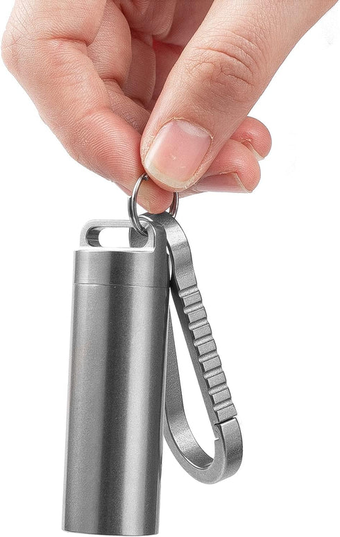 TISUR Portable Pill Cases, Metal Titanium Pill Holder Pocket Pill Box Keychain Waterproof Pill Bottle Medicine Organizer Case Container for Travel...