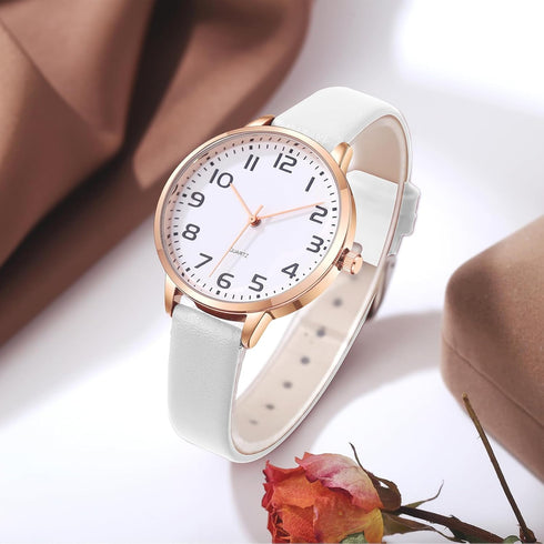 Women Watches Leather Mesh Strap Round Case Analog Fashion Ladies Wrist Watches...