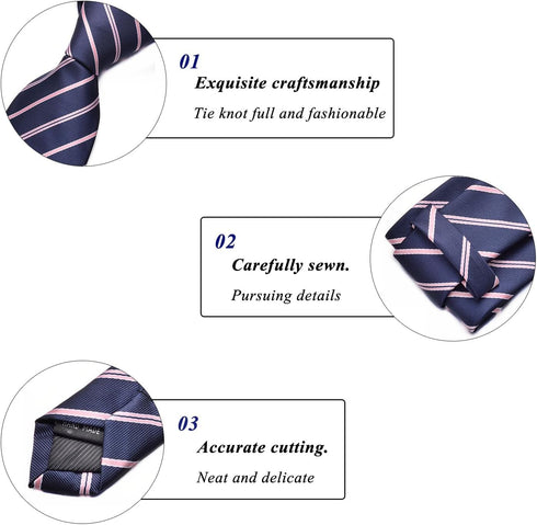 Navy Blue Tie for Men Classic Polka Dot Striped Plaid Paisley Microfiber Necktie Wedding Business Party...