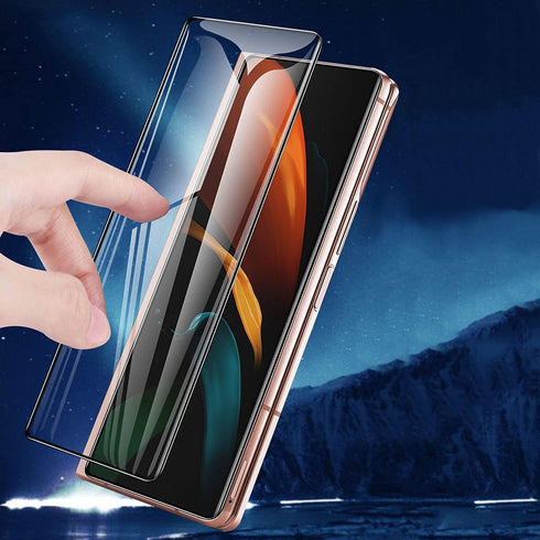 (2 SET=4 PCS) Front Full Covered Black Tempered Glass Back Camera Black Compatible with Galaxy Z Fold 2, Camera Glass Cover Lens Screen Protector ...