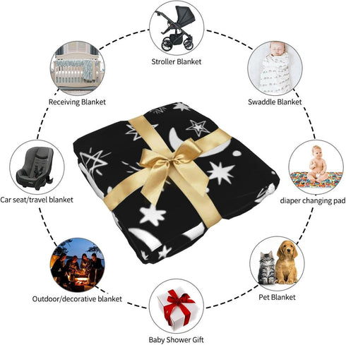 Moon and Stars BabyStuff Swaddle Blanket Newborn Space Baby Swaddling Blanket Cover Throw Wrap Blankets Soft Breathable for girls boys Baby Infant...