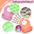 Unbreakable Silicone Non-Slip Bowl and Chew Spoon Set for Babies and Toddlers (Rainbow Swirl)...