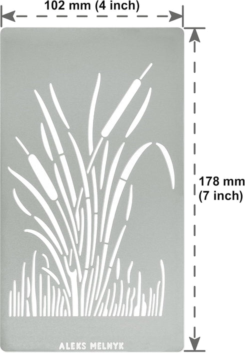 Aleks Melnyk No.279 Metal Stencil, Patterns, Bush Reeds, Small Stencil, 1 PC, Template for Wood Burning, Engraving, Crafting, Scrapbook, Art, Orna...