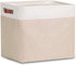 DULLEMELO Large Collapsible Storage Basket/Bin with Sturdy Leather Handles, Fabric Organizer Bin for Storage Clothes, Toys, Books, Office, Bedroom...