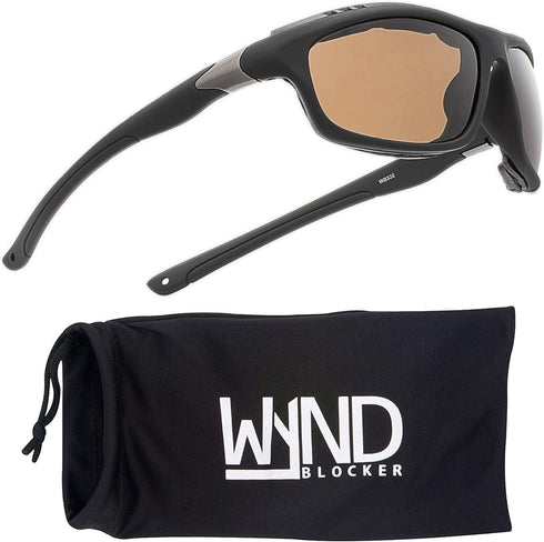 WYND Blocker Airdam Sunglasses Motorcycle Riding, Driving, Fishing, Boating Wrap (Black Matte, Amber)...