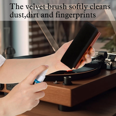 6 Pcs Vinyl Record Cleaning Kit includes Velvet Soft Record Brush, Nylon Brush, 2 Microfiber Brush, Cleaner Fluid and Storage Box, Vinyl Record Cl...