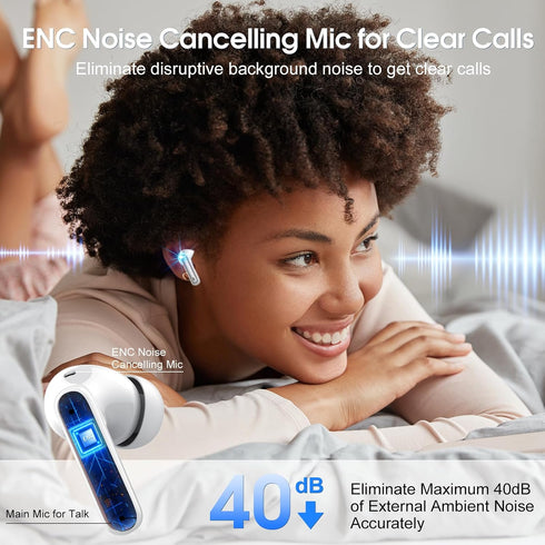 Wireless Earbuds, Bluetooth Headphones HiFi Stereo, 40H Playtime in-Ear Earbud, 2024 Bluetooth 5.3 Earbuds with LED Power Display, IP7 Waterproof ...