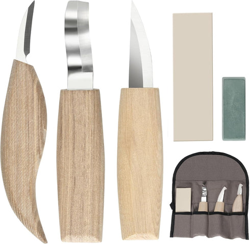 Wood Carving Tools Set - Wood Carving Knife Kit with Carving Hook Knife, Wood Whittling Knife, Detail Carving Knife, Whittling Kit for Kids Adults...