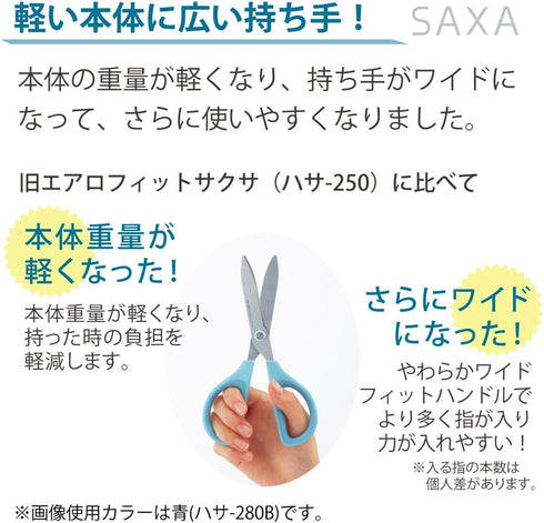 Kokuyo Saxa Scissors, Blue, Standard Blade, Symmetrical Handle for Both Right-hand and Left-hand, Japan Import (HASA-280B)...