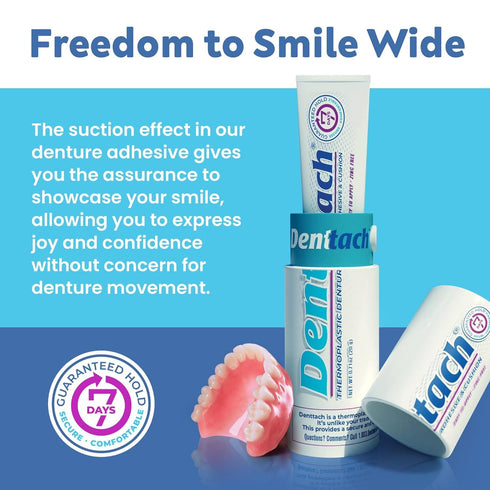 Denture Adhesive, Thermoplastic Denture Adhesive and Cushion, Comfortable Denture Fit for up to 7 Days, Zero Glue, Zinc Free, Longest Holding Dent...