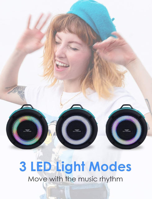 Soundace S6 IPX7 Waterproof Shower Speaker 5W Bass+ Bluetooth Speaker with Suction Cup Hook Lanyard RGB Light, Premium Mini Portable Outdoor Wirel...